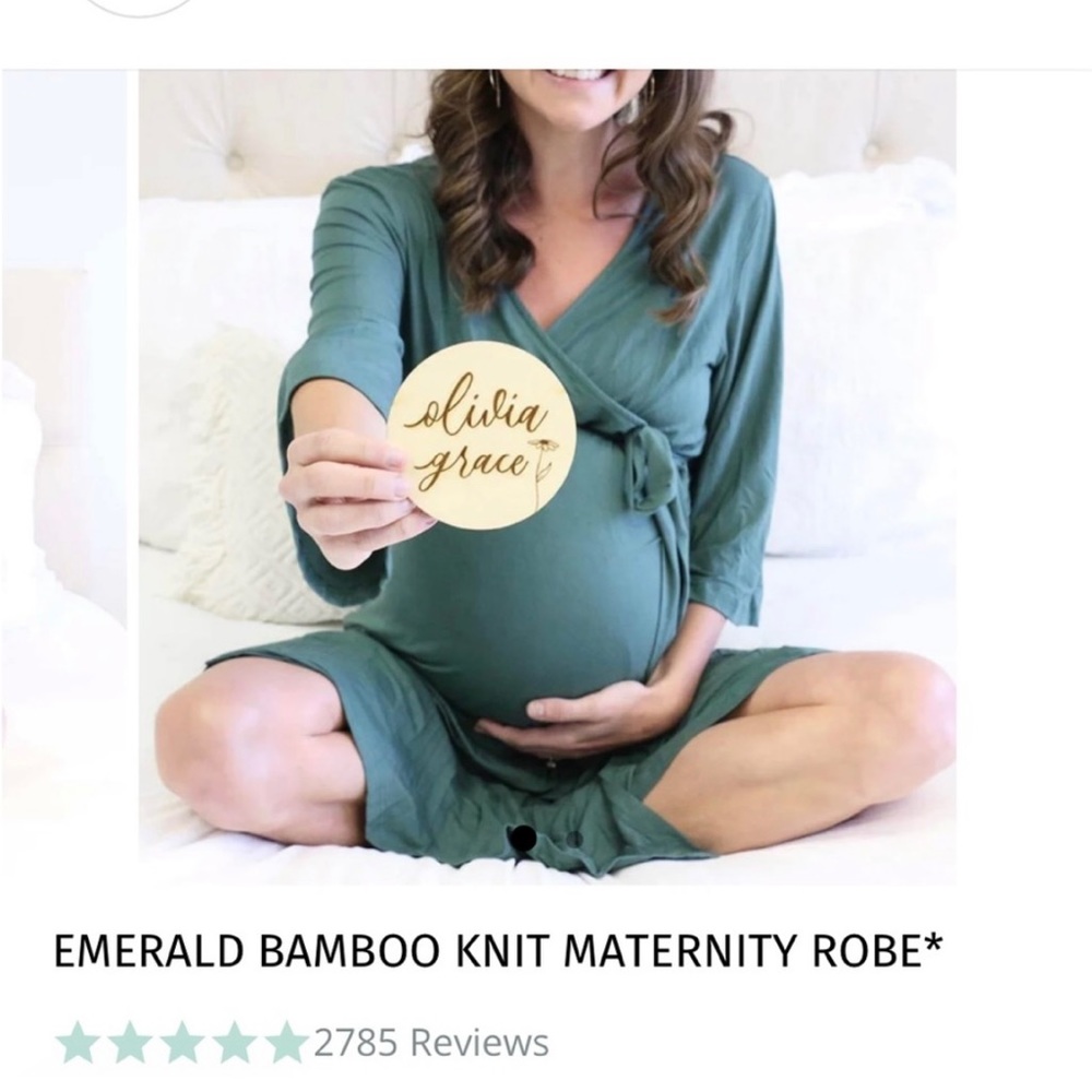 Caden lane emerald green bamboo knit maternity robe one size